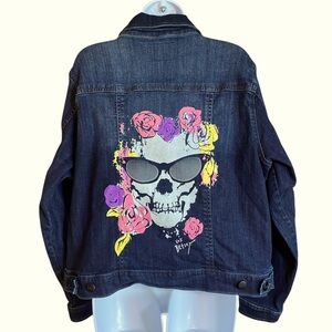 Torrid Betsey Johnson Skull Floral Trucker Jacket Size 2(2X/18-20)